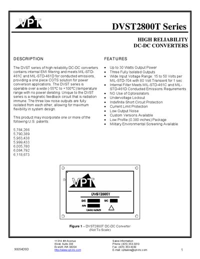 VPT DVST2800T Series Datasheet - cover page