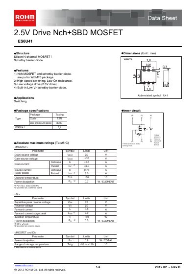 ROHM ES6U41 Datasheet - cover page