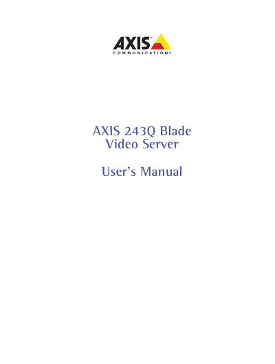 Axis AXIS 243Q Blade Video Server User Manual - cover page