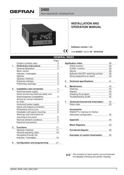 Gefran 2400 Fast Indicator/Interceptor User Manual - cover page
