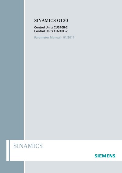Siemens SINAMICS CU240B/E-2 Control Unit Parameter Manual - cover page