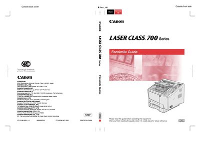 Canon Laser Class 700 Series Facsimile Guide - cover page