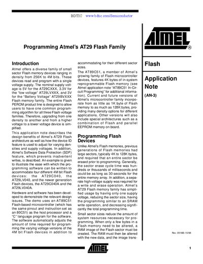 Atmel AT29 Flash Memory Application Note - cover page