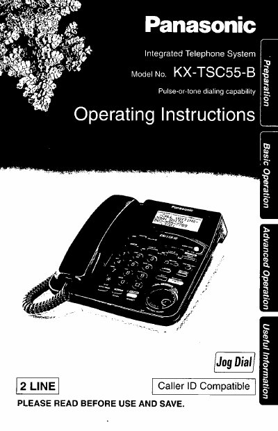 Panasonic KX-TSC55-B Integrated Telephone System Operating Instructions - cover page