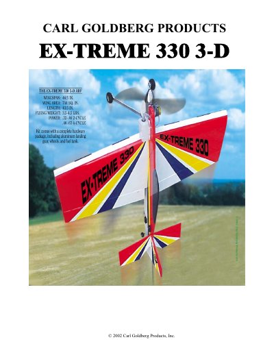 Carl Goldberg EX-TREME 330 3-D ARF User Manual - cover page
