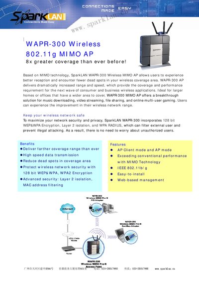 SparkLAN WAPR-300 Wireless AP User Manual - cover page