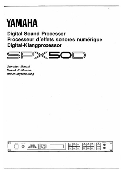 Yamaha SPX50D Digital Sound Processor Operation Manual - cover page