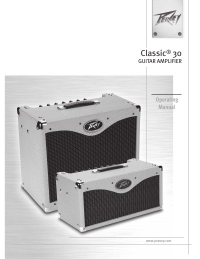 Peavey Classic 30 Guitar Amplifier Operating Manual