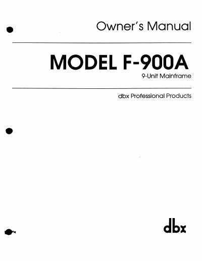 dbx F-900A Mainframe Owner's Manual - cover page
