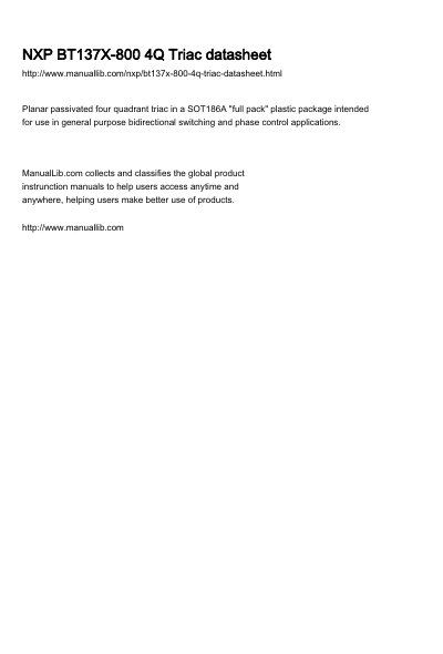 NXP BT137X-800 4Q Triac Product Data Sheet