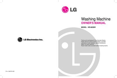 LG WD-8030W Washing Machine Owner's Manual - cover page