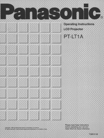 Panasonic PT-LT1A LCD Projector Operating Instructions - cover page