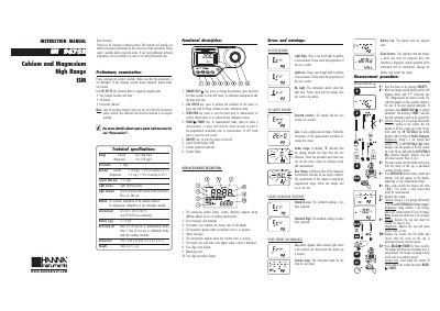 Hanna Instruments HI96752 Calcium and Magnesium Meter Instruction Manual - cover page
