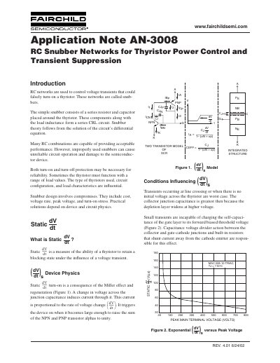 Fairchild Semiconductor AN-3008 RC Snubber Networks Application Note - cover page