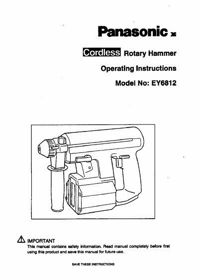 Panasonic EY6812 Rotary Hammer Operating Instructions - cover page
