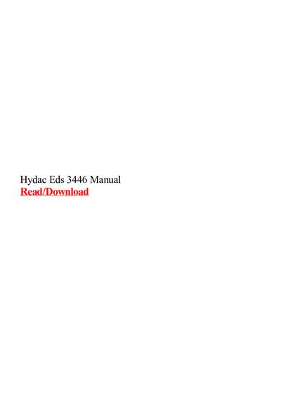 Hydac EDS 3446 User Manual - cover page
