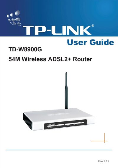 TP-Link TD-W8900G Wireless ADSL2+ Router User Guide - cover page