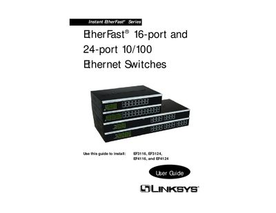 LINKSYS EtherFast 16-port 24-port 10/100 Ethernet Switches Manual - cover page