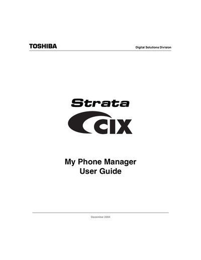 Toshiba Strata CIX My Phone Manager User Guide - cover page