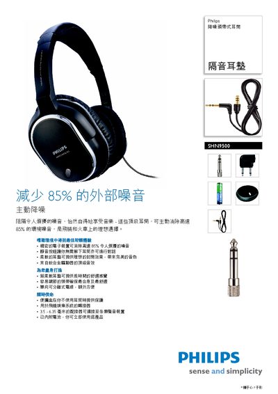 Philips SHN9500 Headband Headphone User Manual - cover page