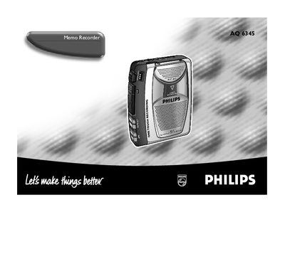 Philips AQ6345 Memo Recorder User Manual - cover page