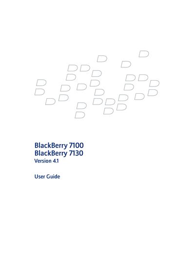 BlackBerry 7100/7130 User Guide - cover page
