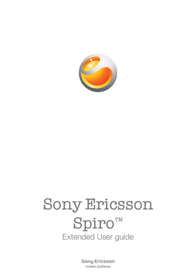 Sony Ericsson Spiro Extended User Guide - cover page