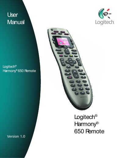 Logitech Harmony 650 Remote User Manual - cover page