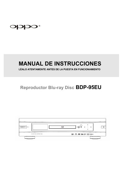 OPPO BDP-95EU Blu-ray Disc Player User Manual - cover page