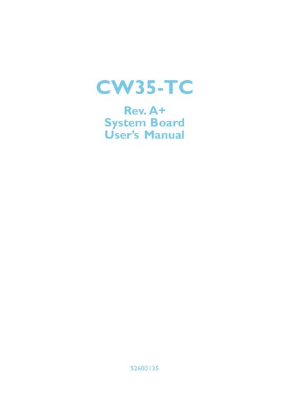 CW35-TC System Board User Manual - cover page