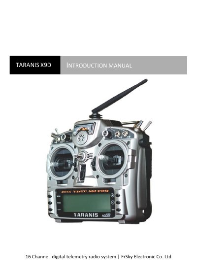 FrSky TARANIS X9D Digital Radio User Manual