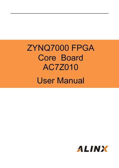 ZYNQ7000 FPGA Core Board AC7Z010 User Manual - cover page