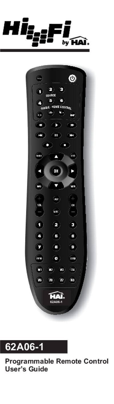Suwolt 62A06-1 Programmable Remote Control User Guide - cover page