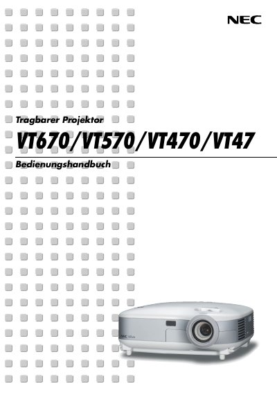 NEC VT670/VT570/VT470/VT47 Projector User Manual - cover page
