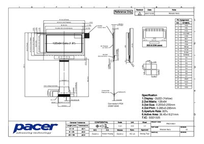 PMO19401 OLED Module Datasheet - cover page