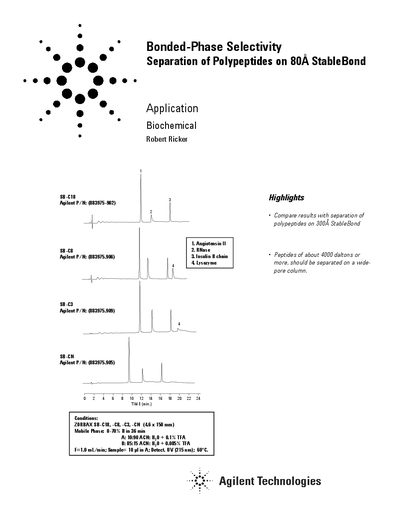 Agilent 80A StableBond Polypeptide Separation Application Note - cover page