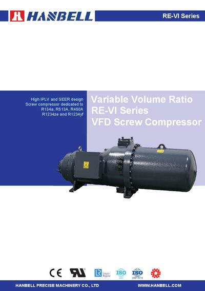 HANBELL RE-VI Series VFD Screw Compressor Datasheet - cover page