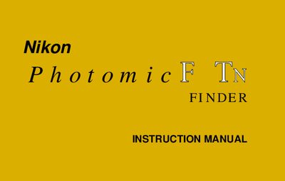 Nikon Photomic FTN Finder User Manual - cover page
