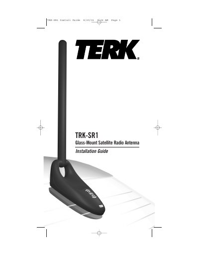 Terk TRK-SR1 Glass-Mount Satellite Radio Antenna Installation Guide - cover page
