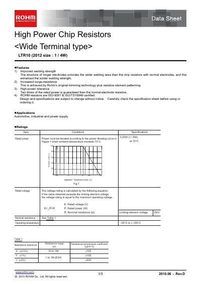 ROHM LTR10EZPJ Datasheet - cover page