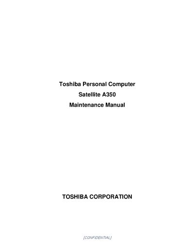 Toshiba Satellite A350 Maintenance Manual - cover page