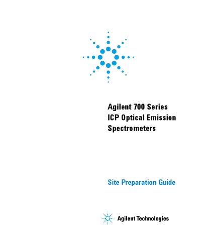 Agilent 700 Series ICP Optical Emission Spectrometers Site Preparation Guide - cover page