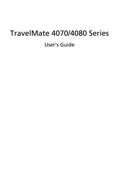 Acer TravelMate 4070/4080 Series User's Guide - cover page