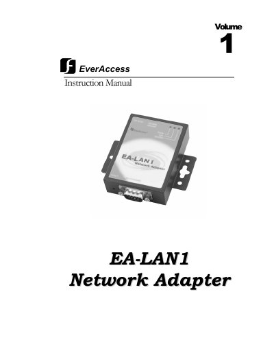EverFocus EA-LAN1 Network Adapter Instruction Guide - cover page