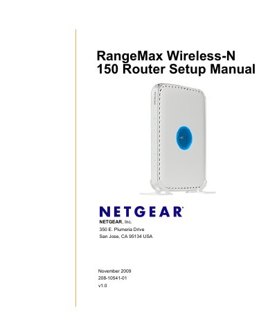NETGEAR WPN824N RangeMax Wireless-N 150 Router Setup Manual - cover page