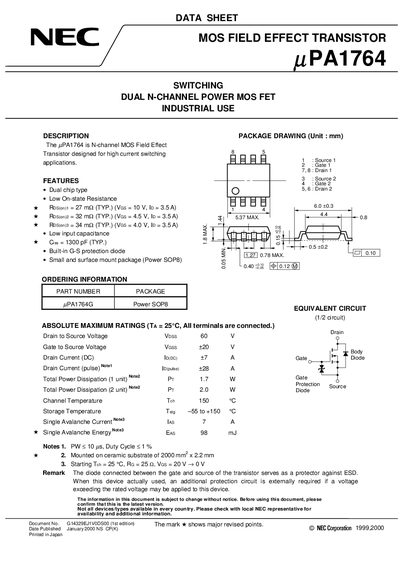 MEC UPA1764 Data Sheet - cover page