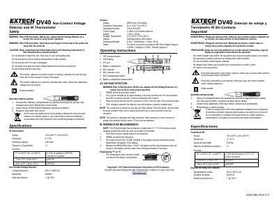 Extech DV40 Non-Contact Voltage Detector and IR Thermometer User Manual