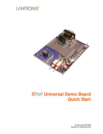 Lantronix XPort Universal Demo Board Quick Start Guide - cover page