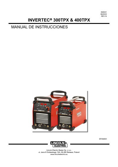 Lincoln Electric INVERTEC 300TPX & 400TPX User Manual