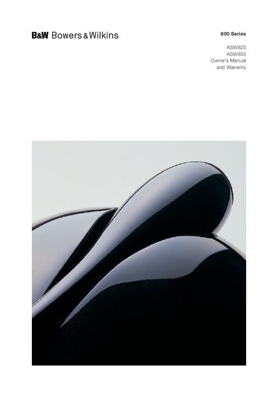 Bowers & Wilkins ASW825/ASW855 Active Subwoofer Owner's Manual - cover page